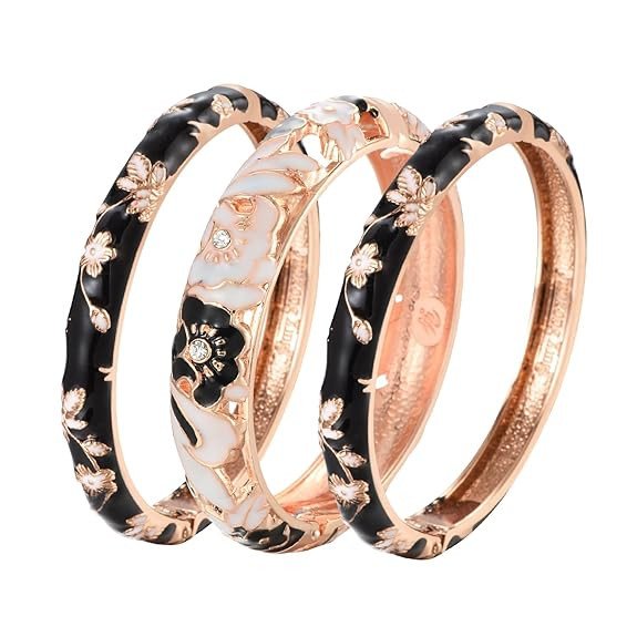 Enamel Bangle Bracelet Set of 3 in Gift Box for Wife Girlfriend