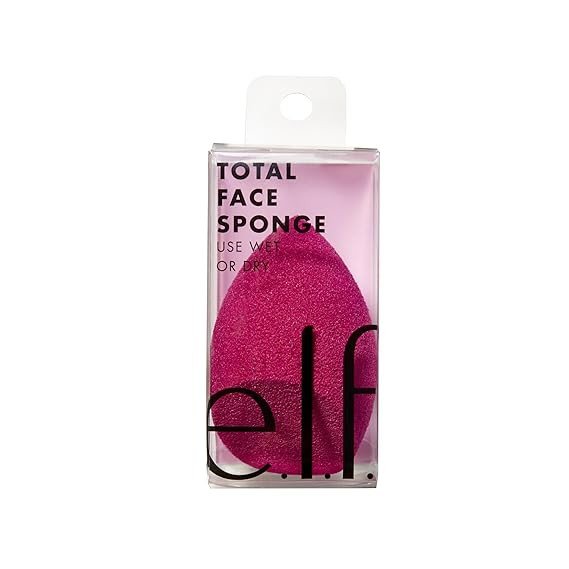 e.l.f. Total Face Blending Sponge, Latex-Free Makeup Sponge With Angled & Rounded Sides For Concealer Or Foundation, Vegan & Cruelty-Free, 1 Piece Pink