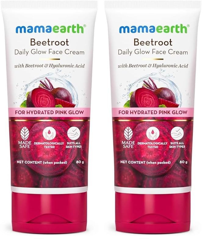 Mamaearth Beetroot Daily Glow Face Cream With Beetroot & Hyaluronic Acid - 80g|Gives Hydrated Pink Glow |Gives Instant Brightening Effect |Lightweight & Non-Greasy |Natural Glow |For All Skin Types
