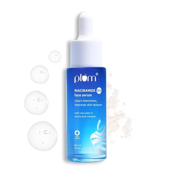 Plum 5% Niacinamide & Rice Water Beginner Friendly Face Serum 30ml | Provides Clear, Glowing & Brightening Skin | Women & Men | All Skin Types