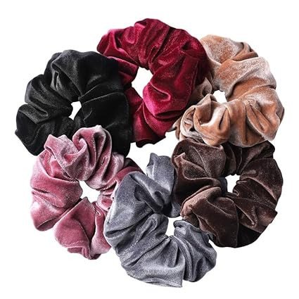 6 Big Hair Scrunchies Velvet Elastics Large Hair Bobble Scrunchy Hair Bands Women Soft Hair Ties, 6 Colors set