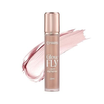 MARS Glow Fly Liquid Highlighter (10 ml) (01-WINGED ROSE) | Enriched With Sunflower Seed Oil | Radiant Glow | No Chunky Particles | Light-Weight & Long-Lasting | Ultra Blendable Formula