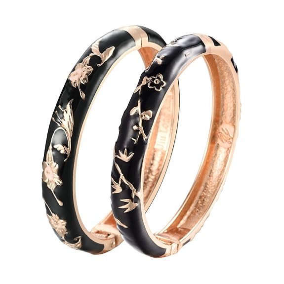 Enamel Bangle Bracelet Two Pcs Set in Gift Box for Lady Women Birthday Valentine Present