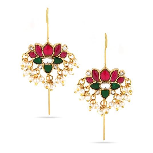22K Gold- DesignerEar Cuff with Pearl Beads for Women