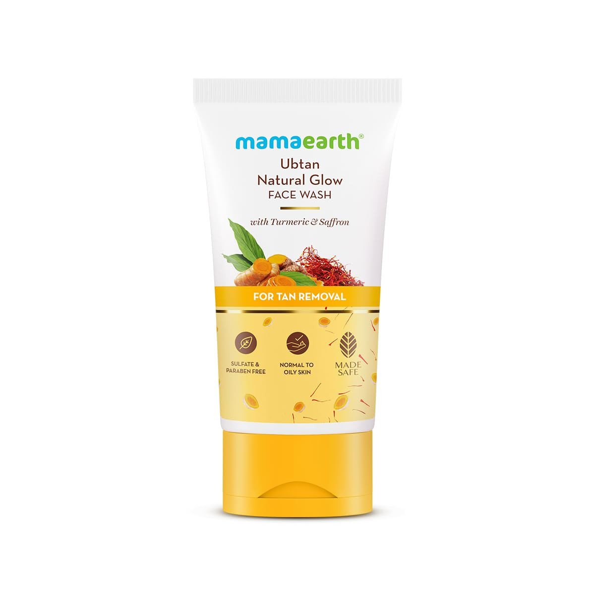Mamaearth Ubtan Natural Glow Face Wash with Turmeric & Saffron for Tan Removal – 200 ml | Removes Tan | Brightens Skin