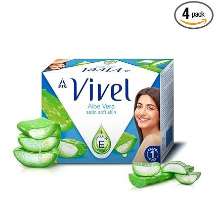 Vivel Aloe Vera Grade 1 Bathing Soap with Vitamin E for Soft Glowing skin, 600g (150g - Pack of 4), Soap for Women & Men, For All Skin Types