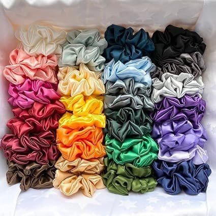 Classic Satin Silk Scrunchies For Women And Girls Scrunchie for Less Hair fall Hairbands Rubber Band Scrunchies For Girls Best Gift For Mom, Sister And Girlfriend, Multi (Minimum order quantity 10)