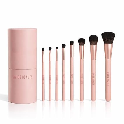 Swiss Beauty Take Me Anywhere 8-in-1 Makeup Brush Set | Compact Travel-Friendly Brush Kit | Soft Synthetic Bristles | Multi-Functional | Durable & Lightweight | Flawless Application | PETA Certified |