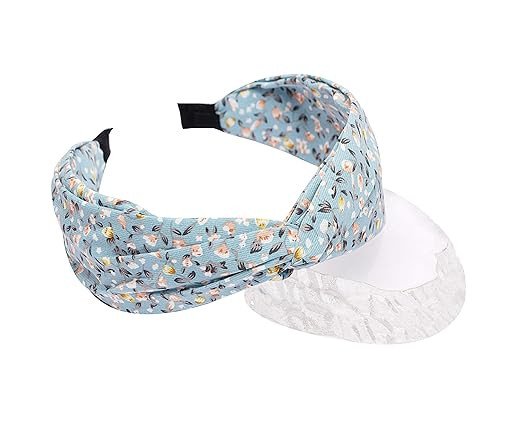 Vogue Hair AccessoriesPrinted Fabric Knot Metal Hairband for Women (Blue)