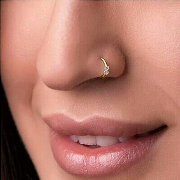 Tulipmash Gold-Plated Plated Brass, Metal Nose Ring Gold