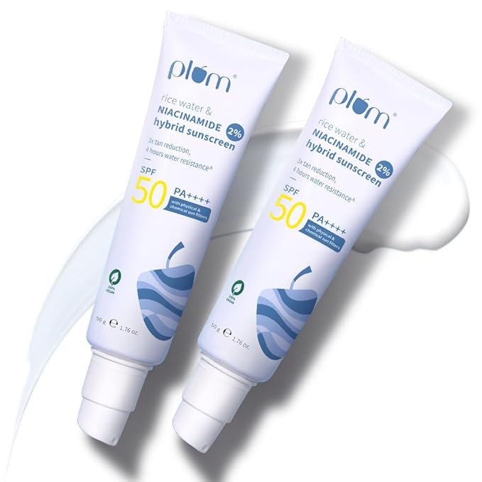 Plum All Skin Sunscreen - SPF 50 PA++++ 2% Niacinamide & Rice Water (Pack of 2)