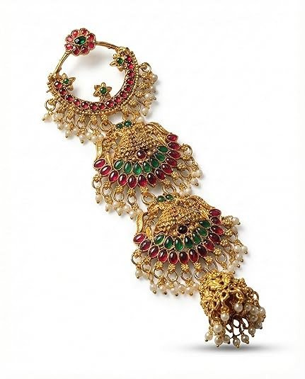 Hair Pins Gold Plated Laxmi Design Bridal Jadai Billai Wedding Hair Braid Accessories Hair Choti South Indian Traditional Hairpins Bridal Bharatanatyam Hair Accessories Pack of 1 for Girls/women | Jad