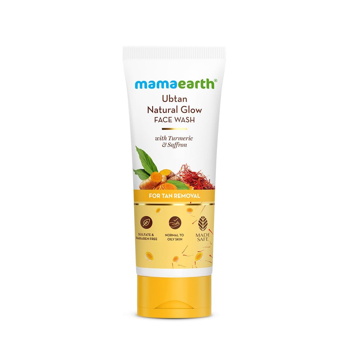 Mamaearth Ubtan Natural Glow Face Wash with Turmeric & Saffron | For Tan Removal & Skin brightening | SLS & Paraben Free | For All Skin Type | For Men & Women | 150 ml