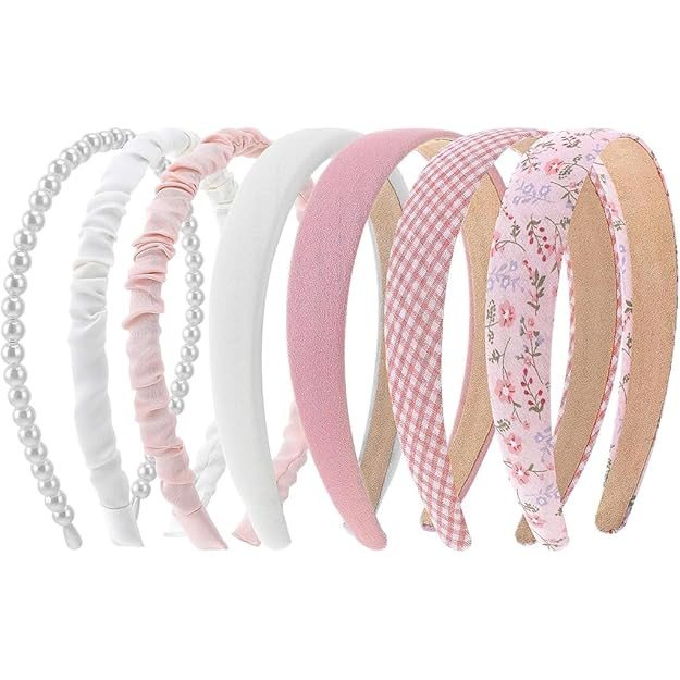 ZIBUYU® 7Pcs Hair Band for Women Stylish, Floral Wide Hair Band for Girls Kids, Pearl, Plaid, Countryside Style Hair Accessories Hairbands for Kids Girl
