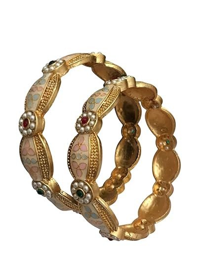 Meenakari Gold-Plated Bangle Set for Women