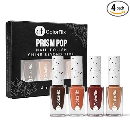 ColorFlix Prism Pop Nail Paint Pack of 4 – Long Stay, High Shine, Quick Dry, Glossy Shades- Rust Revival 4ml Each