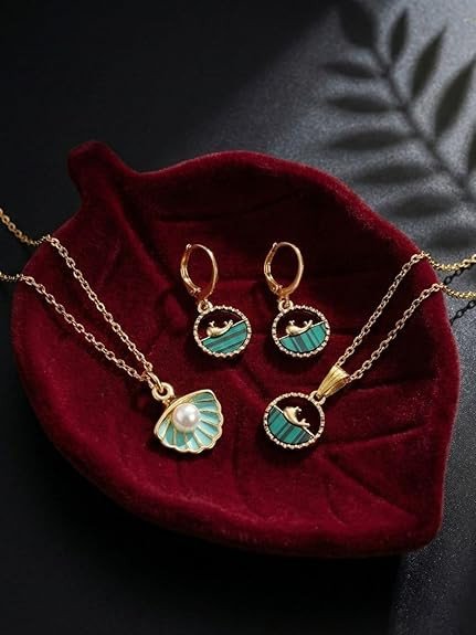 SEKOU Women Gold-plated Brass Jewellery Set with Elegant Design | 2 Neck Chain & 1 Earring| Fancy & Stylish | Ideal for Casual Outings, Parties, Daily Use & Gifts