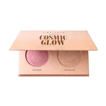 SIMPLYNAM Cosmic Glow Highlighter Duo | 2 Shades – Moon & Star | Dewy Radiant Highlighter with Skin-Like Finish | Infused with Green Tea, Squalane & Jojoba Oil | Vegan & Cruelty-Free Makeup
