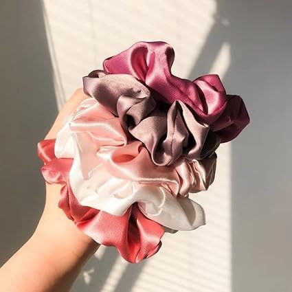 Fashion & Beauty Land Premium Satin Silk Scrunchies Set Of 5