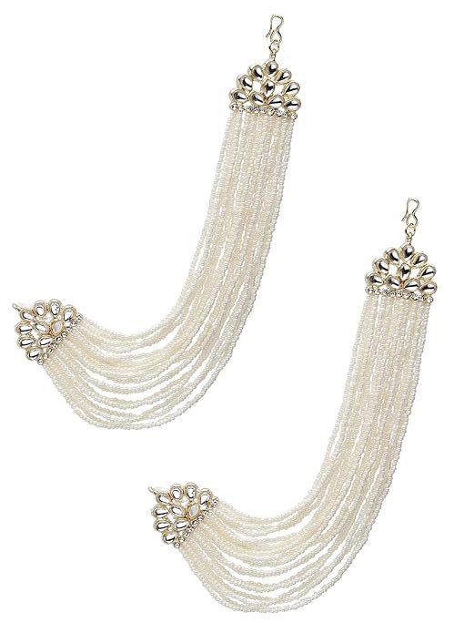 Bahubali Pearl Ear Chain Hair Accessories Traditional Stylish Fancy Jhumki Jhumka Earrings For Women & Girls