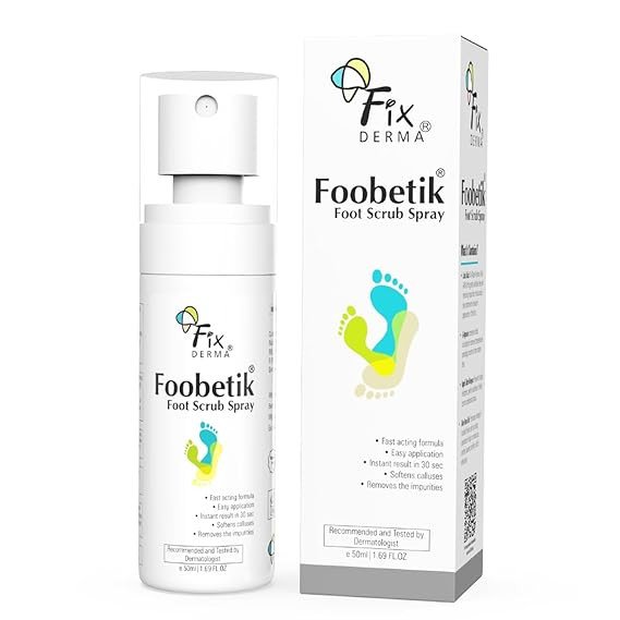 Fixderma Foobetik Foot Scrub Spray with Lactic Acid | 30 sec Foot Facial Spray | Foot Scrubber for Dead Skin | Callus Remover Spray | Heel Scrubber for Feet|Instantly Smooth & Soft Feet - 50ml
