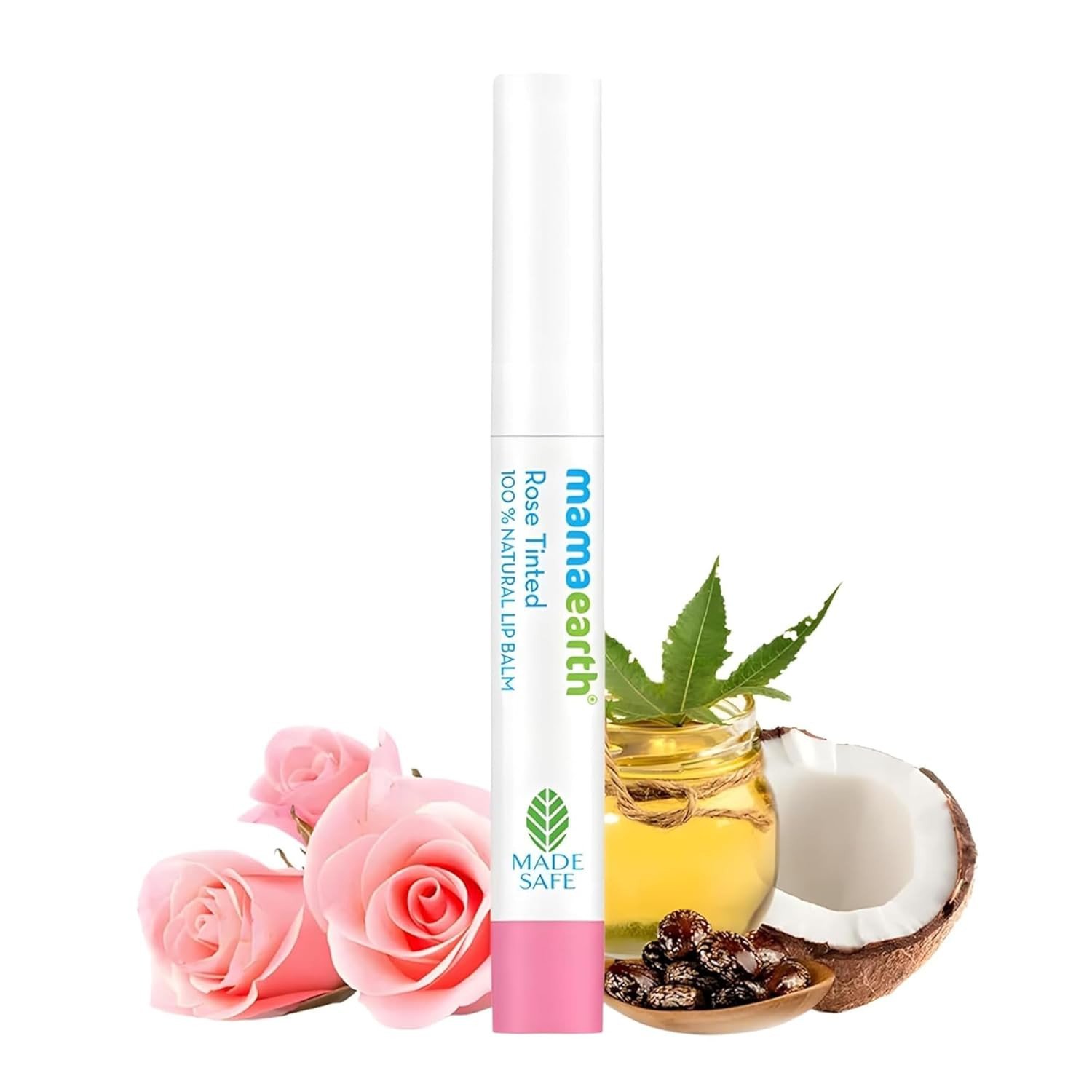 Mamaearth 100% Natural Lip Balm for Women & Men 2g (Rose) - Natural Tint, 12-Hour Moisturization - Heals Dry & Chapped Lips