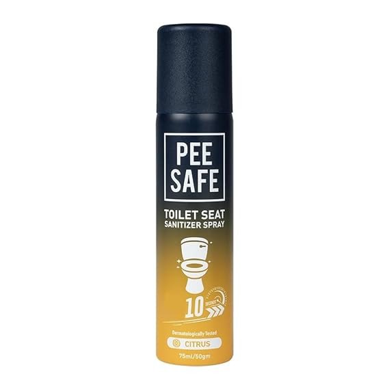 Pee Safe Toilet Seat Sanitizer Spray (Citrus) | Reduces The Risk Of UTI & Other Infections | Protects From 99.9% Germs In 10 Seconds & Travel Friendly | Anti Odour | 75 ml