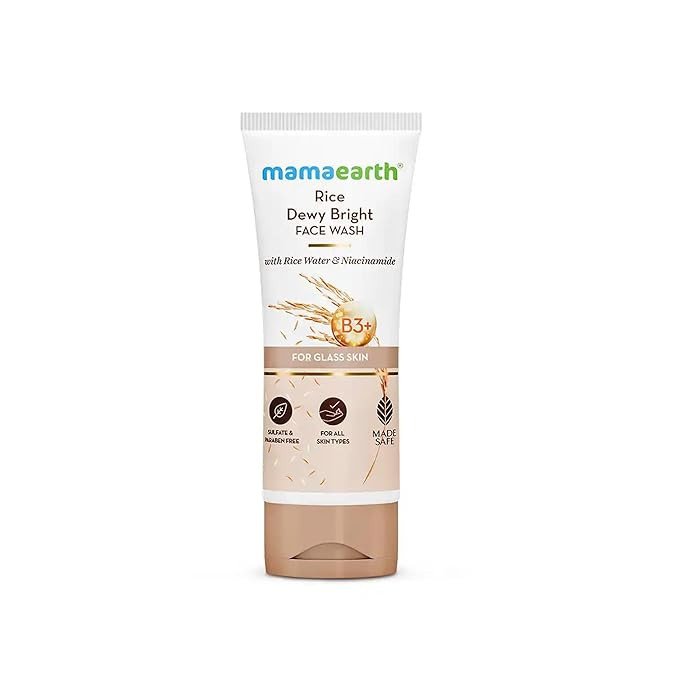 Mamaearth Rice Dewy Bright Face Wash With Rice Water & Niacinamide for Glass Skin | For Hydrated & Even skin Tone | Glowing & Brightening | Korean skin Care Product | For All skin Types | For Men & Wo