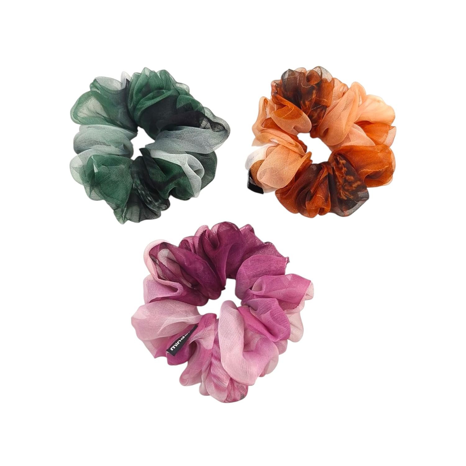 Organza Scrunchie Combo for Women & Girls | Trendy Hair Accessories for Ponytail & Bun | Soft Organza Scrunchie Set of 2 & 3 for Everyday Wear (Design-01, Medium)