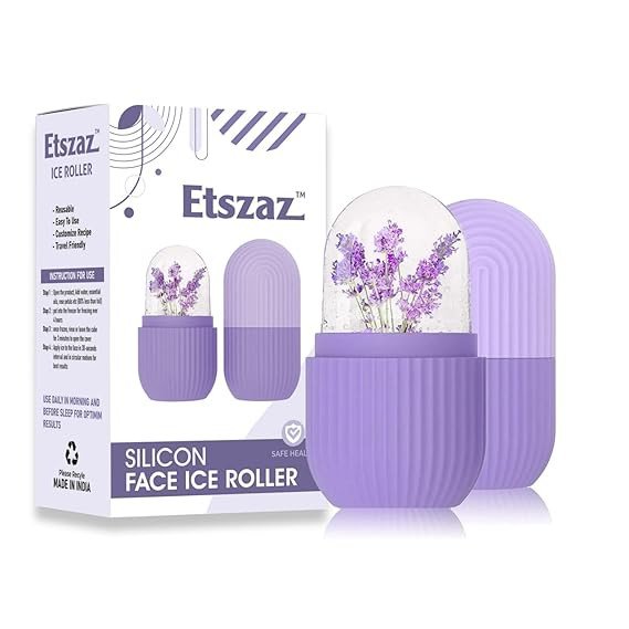Ice Roller for Face and Neck, Silicone Facial Massager, Reusable Skin Care Tool (purple)