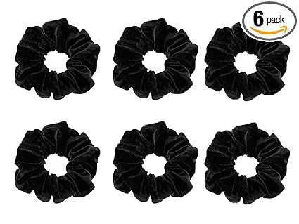 6 Pcs Black Color medium Size Velvet Scrunchies for Women Hair Elastic Bands