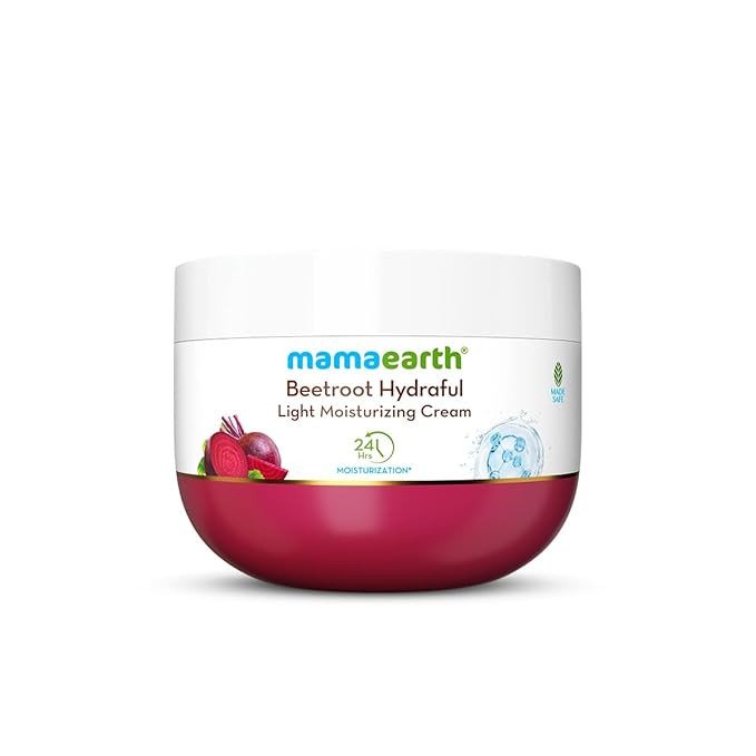 Mamaearth Beetroot Hydraful Light Moisturizing Cream With Beetroot & Hyaluronic Acid|For Hydrated Pink Glow|For Face, Hand & Body|24H Moisturization|Quick Absorbing|Non-Greasy|Soft Moisturizer|200 G
