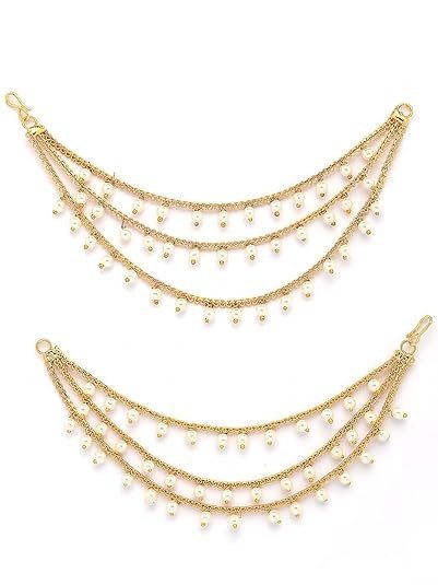 Traditional Bewitching 18k Gold Plated Brass with Bahubali Inspired Multi Layer Ball Chain Long Earring Jewellery for Women & Girls