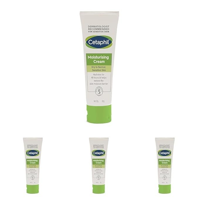 Cetaphil Moisturising Cream for Face & Body, Dry to Normal skin, 80 gm (Pack of 4)