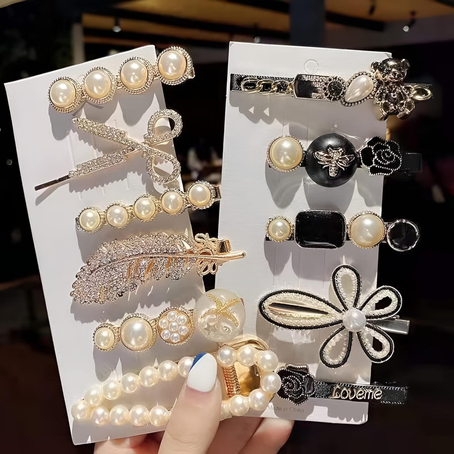 Korean Fashion Style Pearl Rhinestone Metal Hair Clips Hair Pin | Stylish Hair Clips for Women | Cute Clips for Womans | Aesthetic & Pearl Hair Kilip Decoration Accessories (Pack of 11 Pcs)