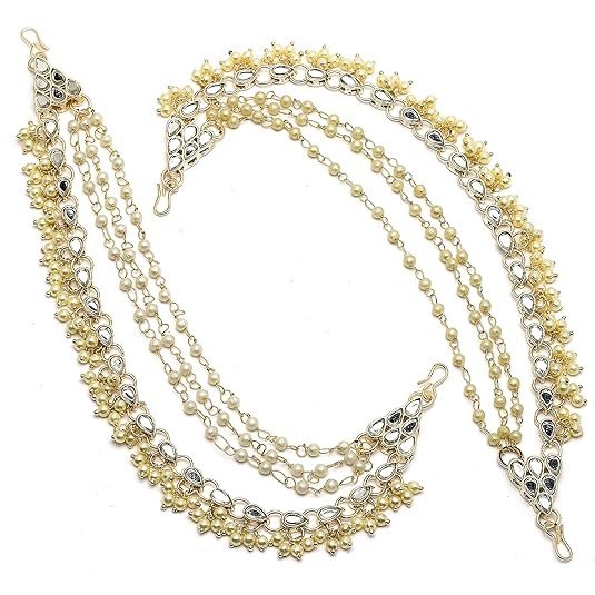 Women's Golden Gold Plated Long Hair Chain Jewellery Earring