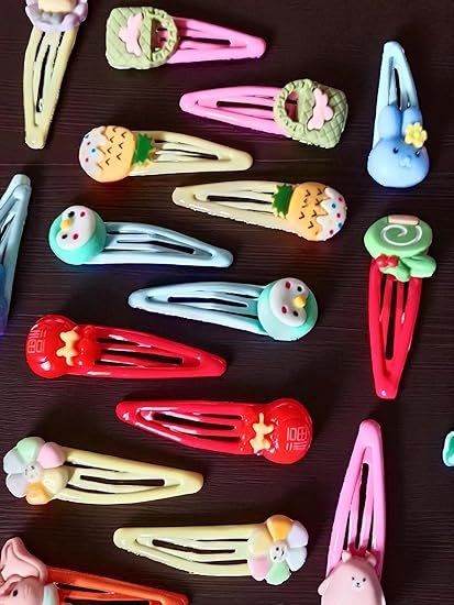 Cute Colorful Fancy Hair Clips for Girls, Multiple Designs, Snap Tic Tac Clips Set, Multi Colors (Pack of 12 Pcs)