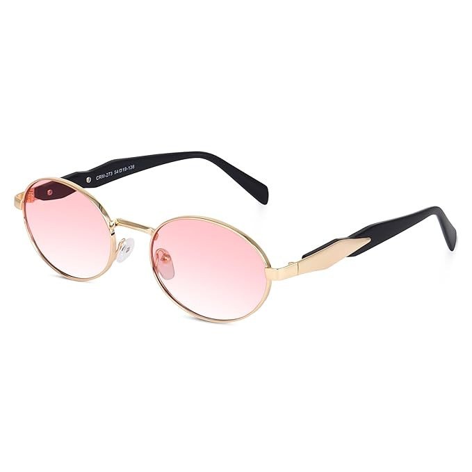CREEK Retro Oval Sunglasses for Women & Men | Trendy Metal Sun Glasses Classic Shades | UV400 Protection