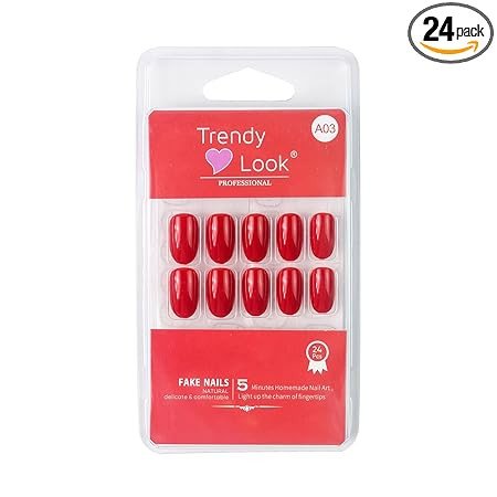 SLAY IT, DON'T PLAY IT Press On Nails for Women with Glue Stickers | 24 Pcs Pack |Chrimson Red