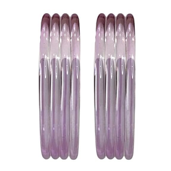 Plain Crystal Glass Bangles Set of 8 for Women & Girls | 3mm Thick Glossy Glass Bangles | Traditional & Everyday Wear Jewelry (Multiple Colors, Sizes