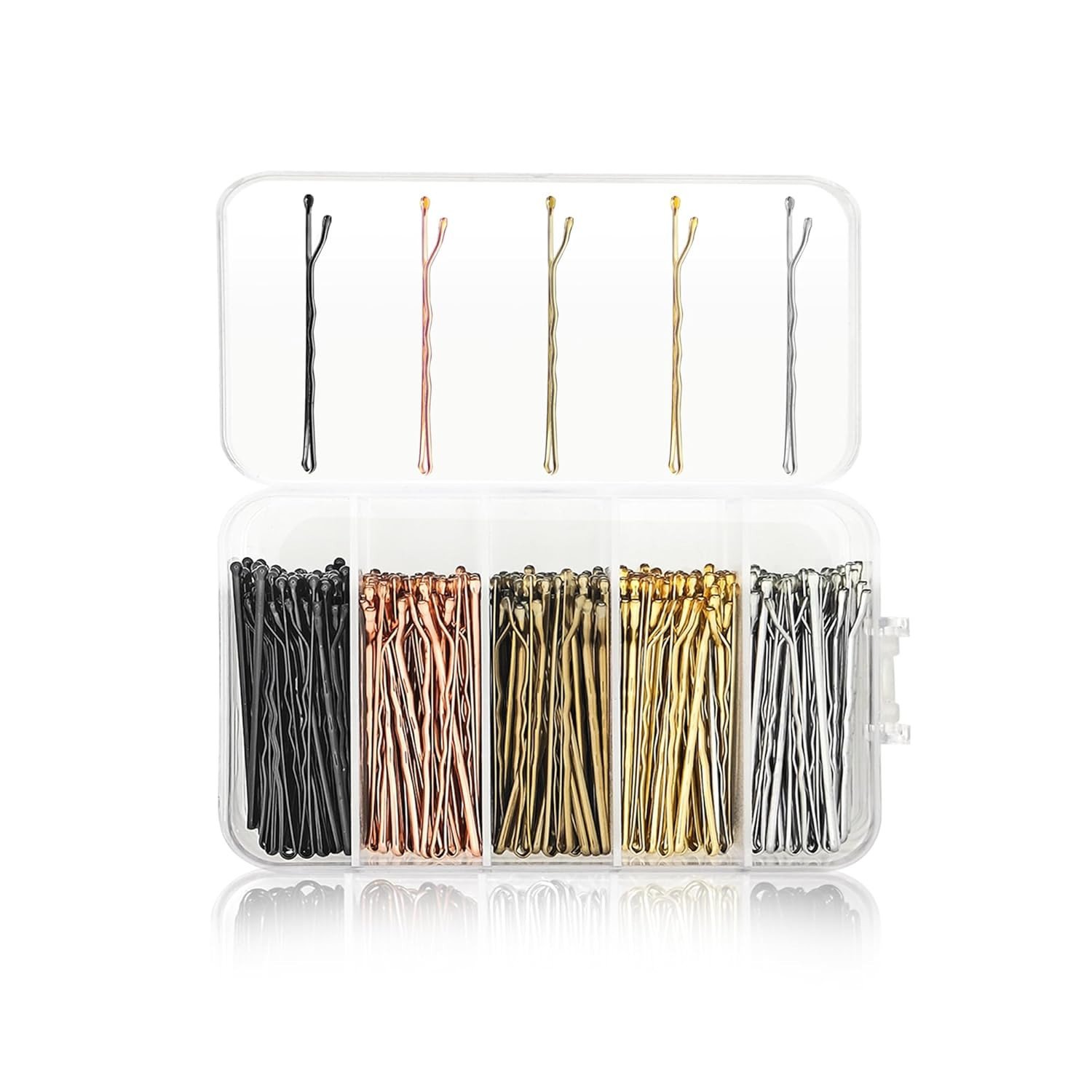 Hair Pins For Hair Styling (250Pcs) Bobby Pins For Women Hair Pin Variety In Design & Finish Juda Pins For Hair Bun U Pins For Hair Stylish (5cm Long) (250Pcs) (Gold, Silver, Bronze, Black & Rose Gold