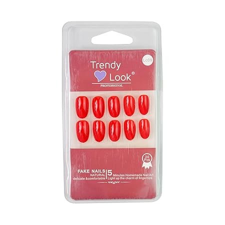 SLAY IT, DON'T PLAY IT Press On Nails for Women with Glue Stickers | 24 Pcs Pack |Bean Red