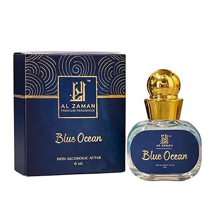Blue Ocean Attar for Men & Women | Fresh Aquatic Arabic Attar | Bergamot, Mint, Blue Lotus & Musk Notes | Long-Lasting Non-Alcoholic Roll-On Perfume | Premium Attar Oil | 6 ML