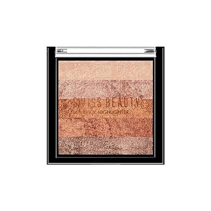 Swiss Beauty Brick Highlighter | Highly-pigmented Powder Highlighter + Bronzer with Easy-to-blend Formula | Shade- 1 , 7g |