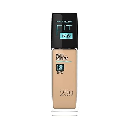 Maybelline New York Liquid Foundation, Matte Finish, With Spf, Absorbs Oil, Fit Me Matte + Poreless, 238 Rich Tan, 30 Ml - Medium