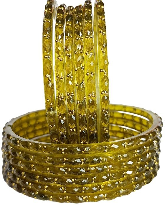 JPS Plain and Glossy Finished Raindrop Glass Bangles Set for Women & Girls | Traditional Ethnic Chudi for Wedding, Party & Regular- Set of 12 Pcs of One Colour | Wedding Special