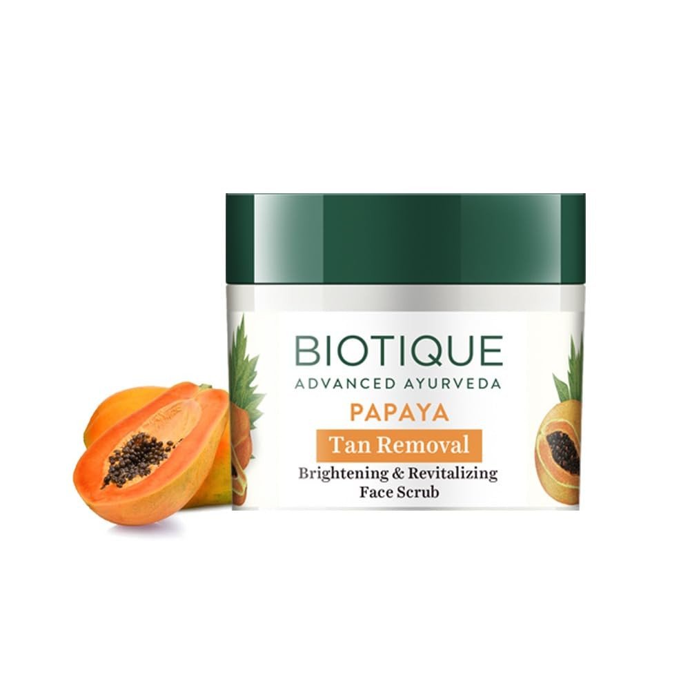 Biotique Papaya Tan Removal Brightening & Revitalizing Face Scrub | Gentle Exfoliation | Smooth and Clear Complexation | 100% Botanical Extracts|...