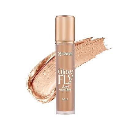 MARS Glow Fly Liquid Highlighter (10 ml) (02-WINGED CHAMPAGNE) | Enriched With Sunflower Seed Oil | Radiant Glow | No Chunky Particles | Light-Weight & Long-Lasting | Ultra Blendable Formula