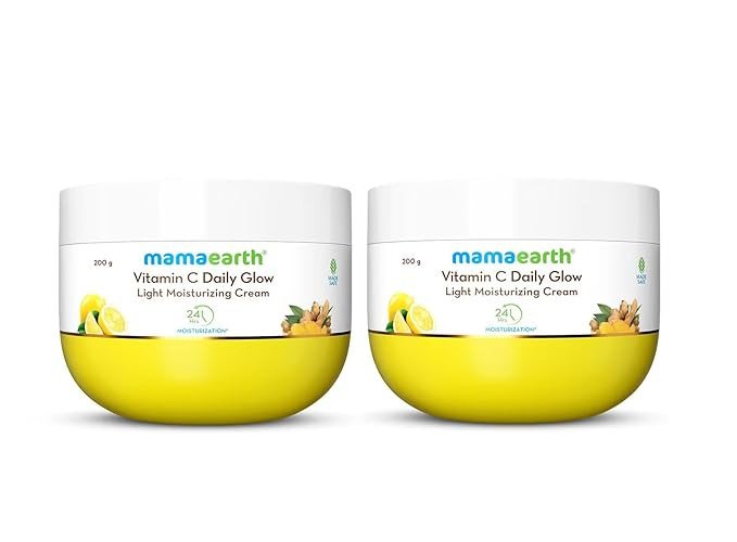 Mamaearth Vitamin C Daily Glow Light Moisturizing Cream with Vitamin C & Turmeric 200 g (Pack of 2) | For Face, Hand & Body | 24H Moisturization | Quick Absorbing, Non-Greasy | Soft Moisturizer