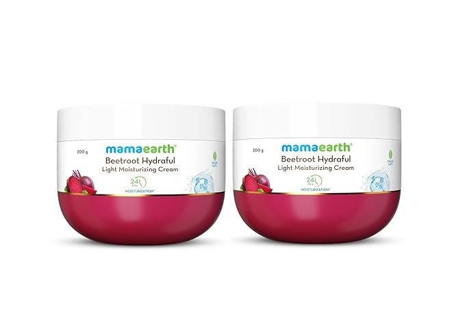 Mamaearth Beetroot Hydraful Light Moisturizing Cream with Beetroot & Hyaluronic Acid | For Hydrated Pink Glow | For Face, Hand & Body | 24H Moisturization | Quick Absorbing | Non-Greasy | Soft Moistur